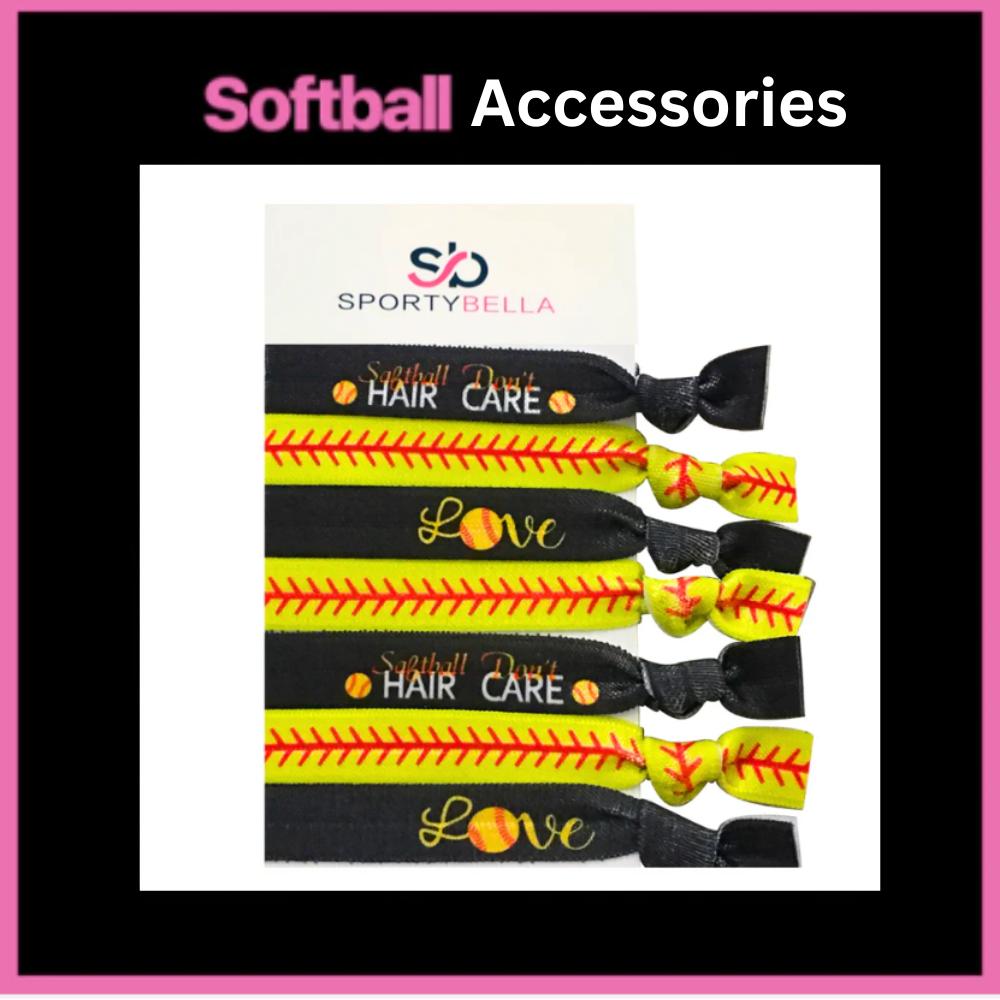 Softball hair ties in yellow and red color