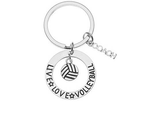 Volleyball keychain with a coach charm