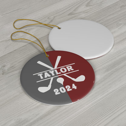 Golf Ornament, Personalized Christmas Ceramic Golf Christmas Tree Ornament for Boy or Girl Golfers, 2024 Holiday Ornament