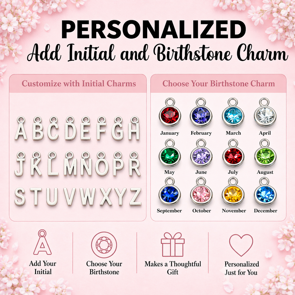 Personalized Volleyball Necklace- Letter & Birthstone Charm