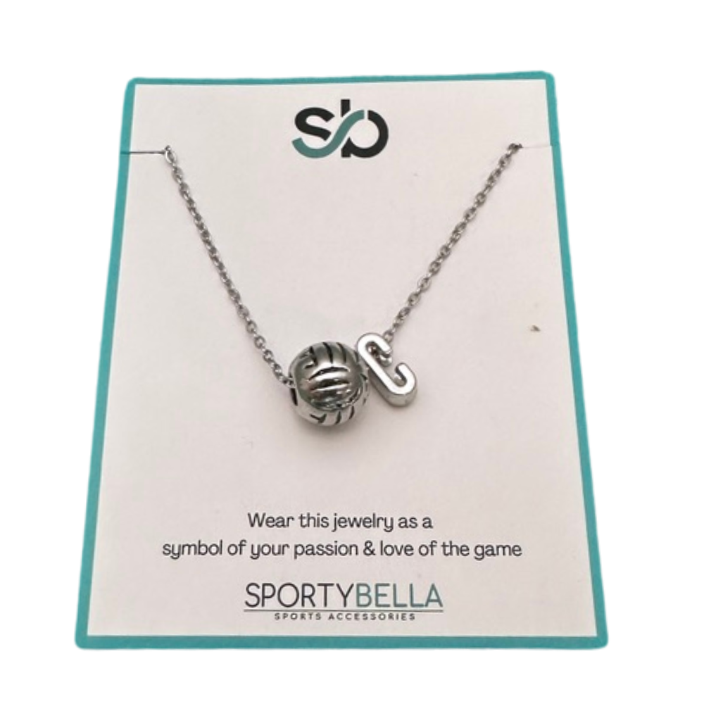 Personalized Volleyball Bead Necklace with Letter Charm