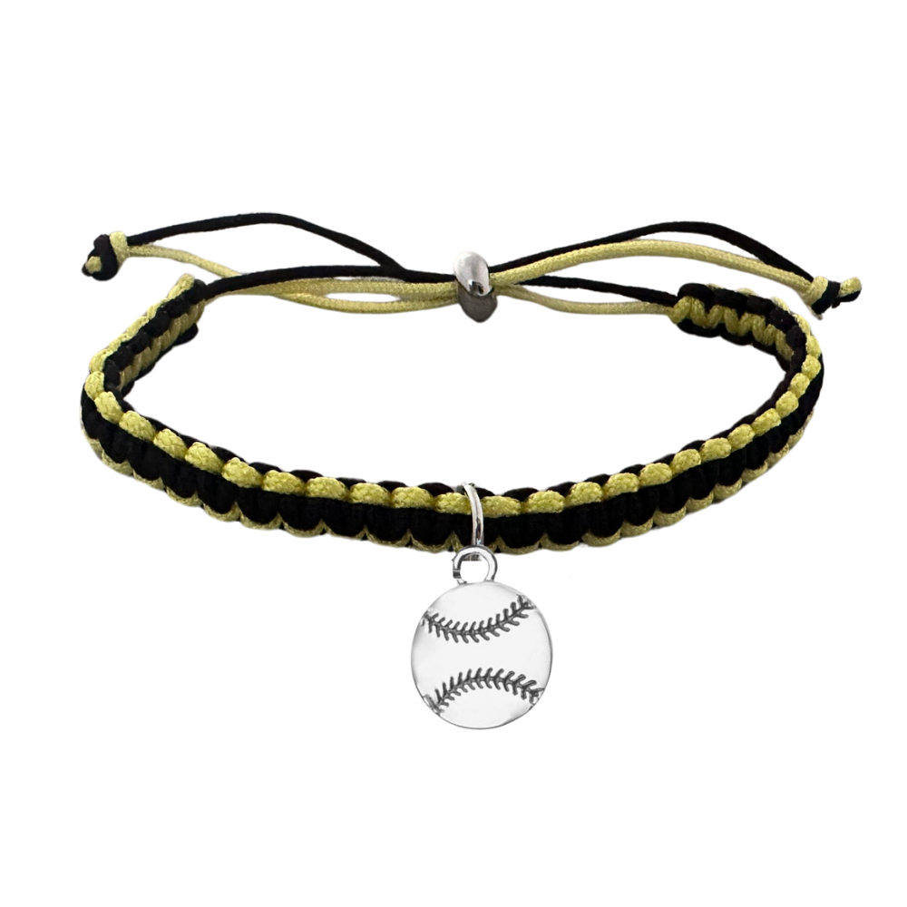 Multi Colored Baseball Charm Rope Bracelet - Pick Colors