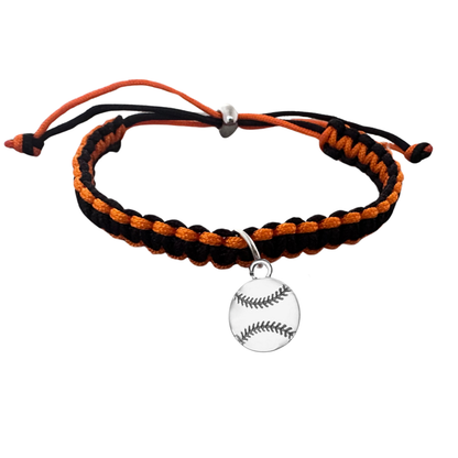 Softball Charm Multi Colored Rope Bracelet - Pick Colors & Charms