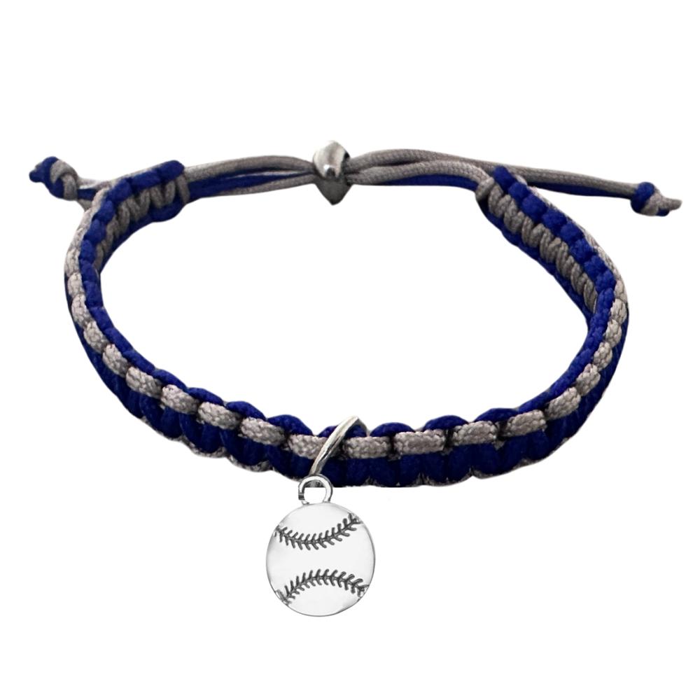 Softball Charm Multi Colored Rope Bracelet - Pick Colors & Charms