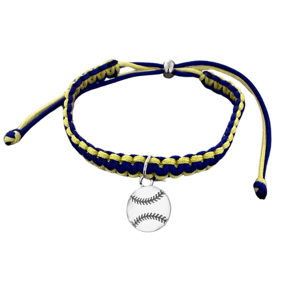 Softball Charm Multi Colored Rope Bracelet - Pick Colors & Charms