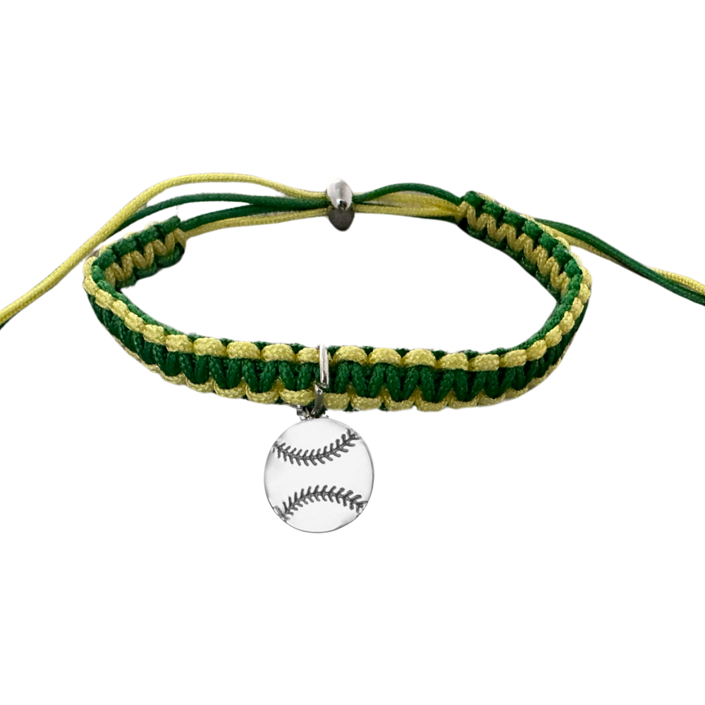 Softball Charm Multi Colored Rope Bracelet - Pick Colors & Charms