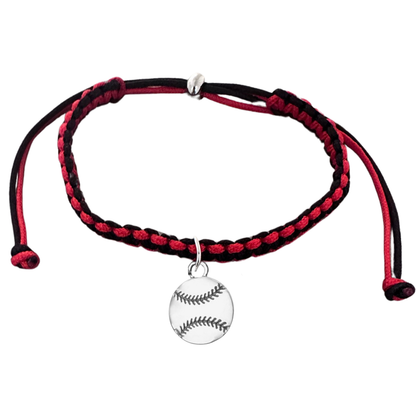 Multi Colored Baseball Charm Rope Bracelet - Pick Colors