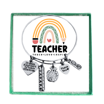 Teacher Big Heart Bangle Bracelet