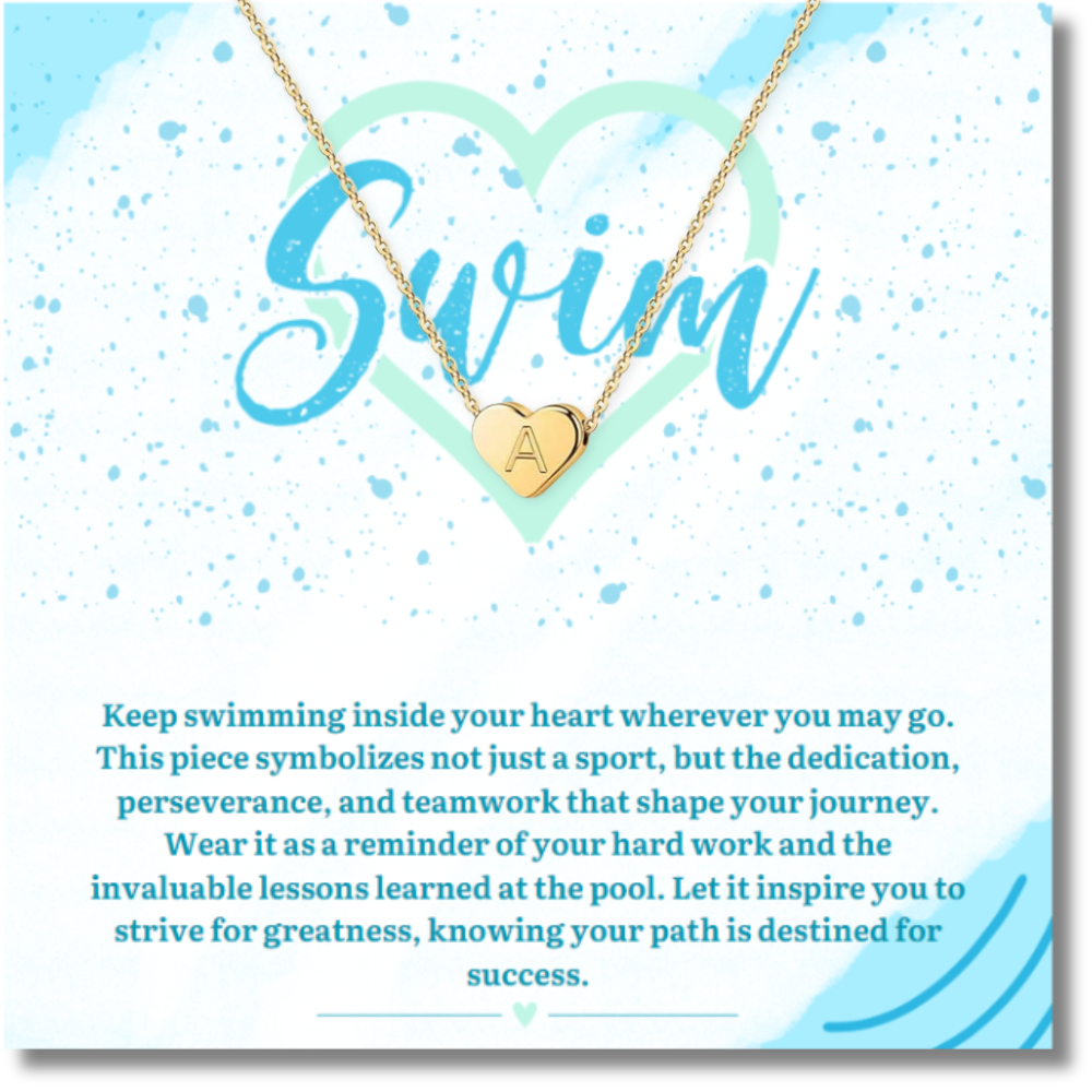 Swim Heart Initial Necklace