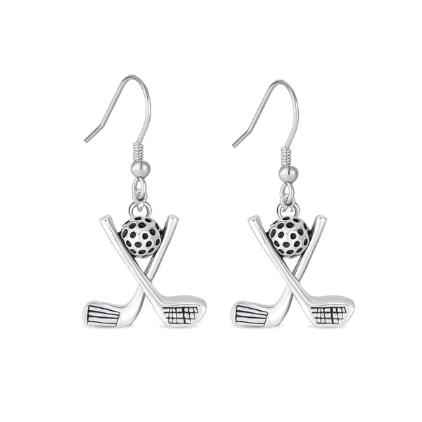 Golf Club Dangle Charm Earrings