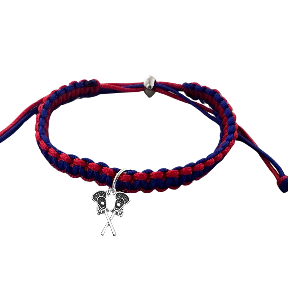 Lacrosse Charm Multi Color Adjustable Rope Bracelet