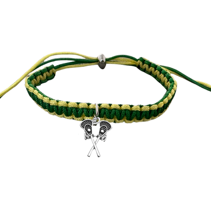 Lacrosse Charm Multi Color Adjustable Rope Bracelet