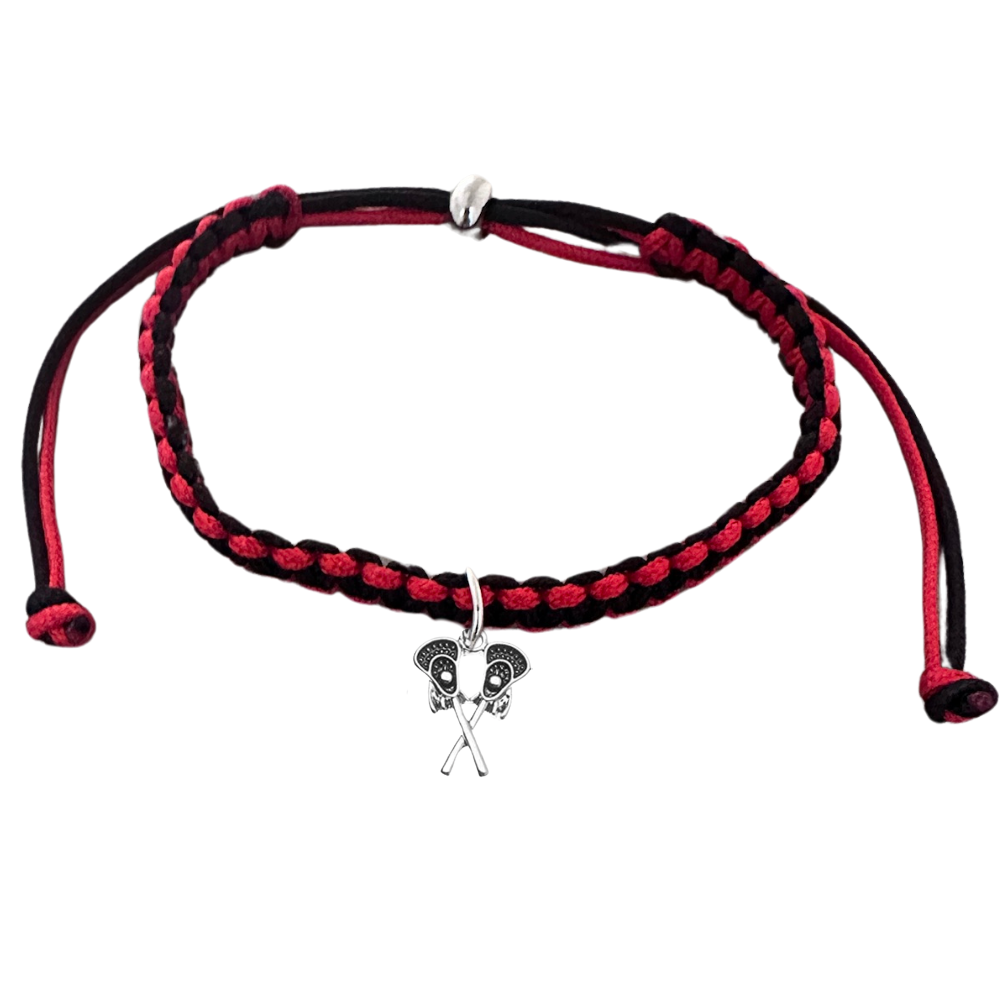 Lacrosse Charm Multi Color Adjustable Rope Bracelet