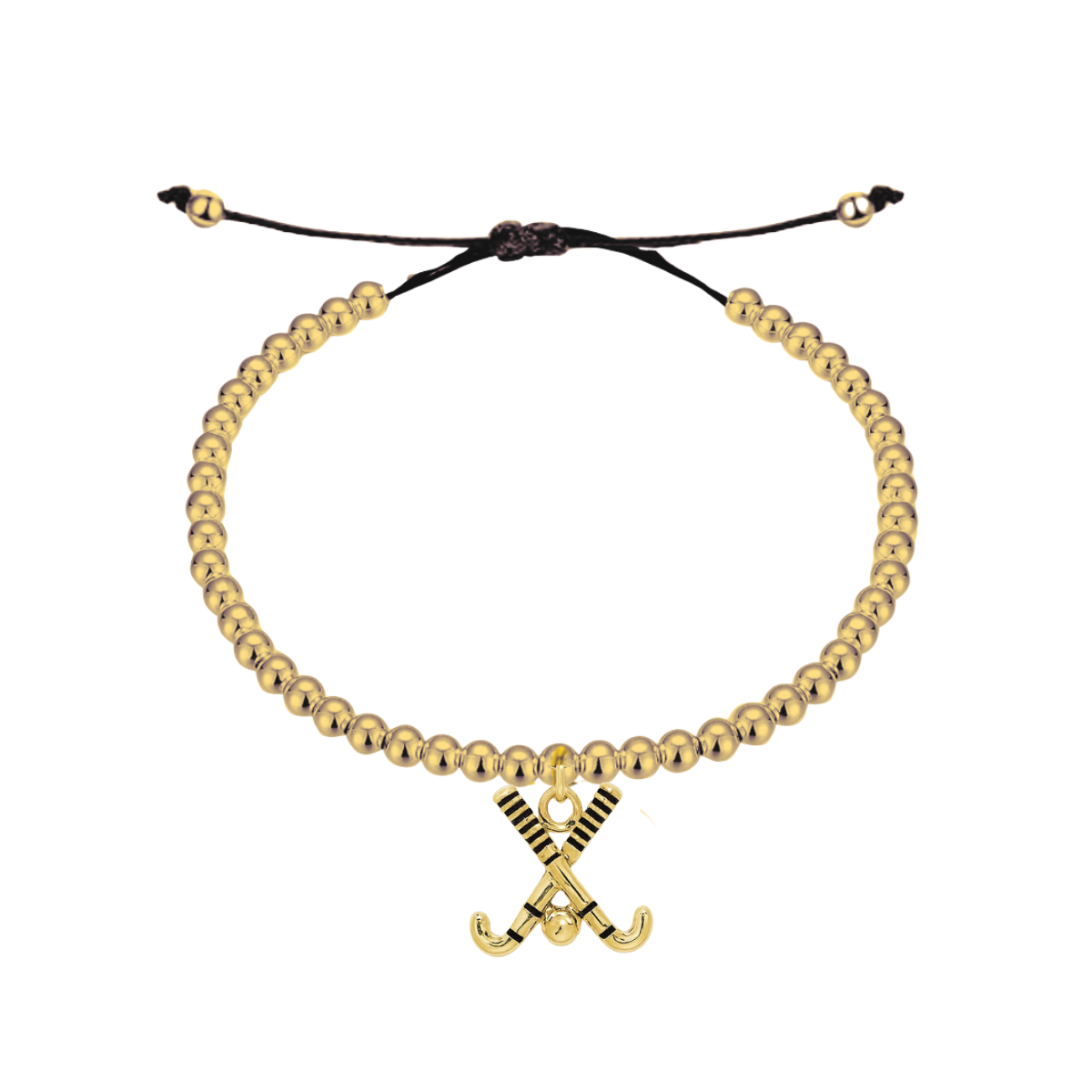 Gold Field Hockey Beaded String Bracelet