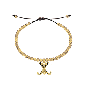 Gold Field Hockey Beaded String Bracelet
