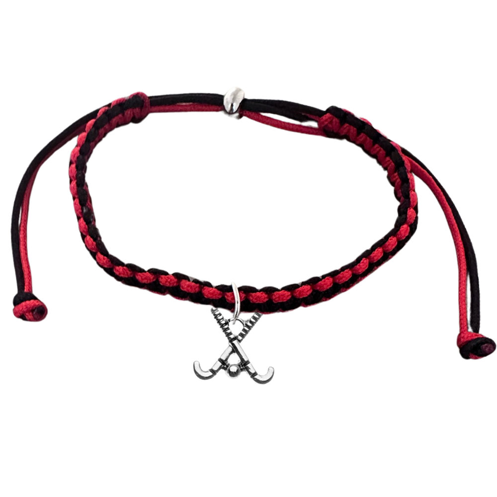 Field Hockey Charm Multi Colored Rope Bracelet - Pick Colors