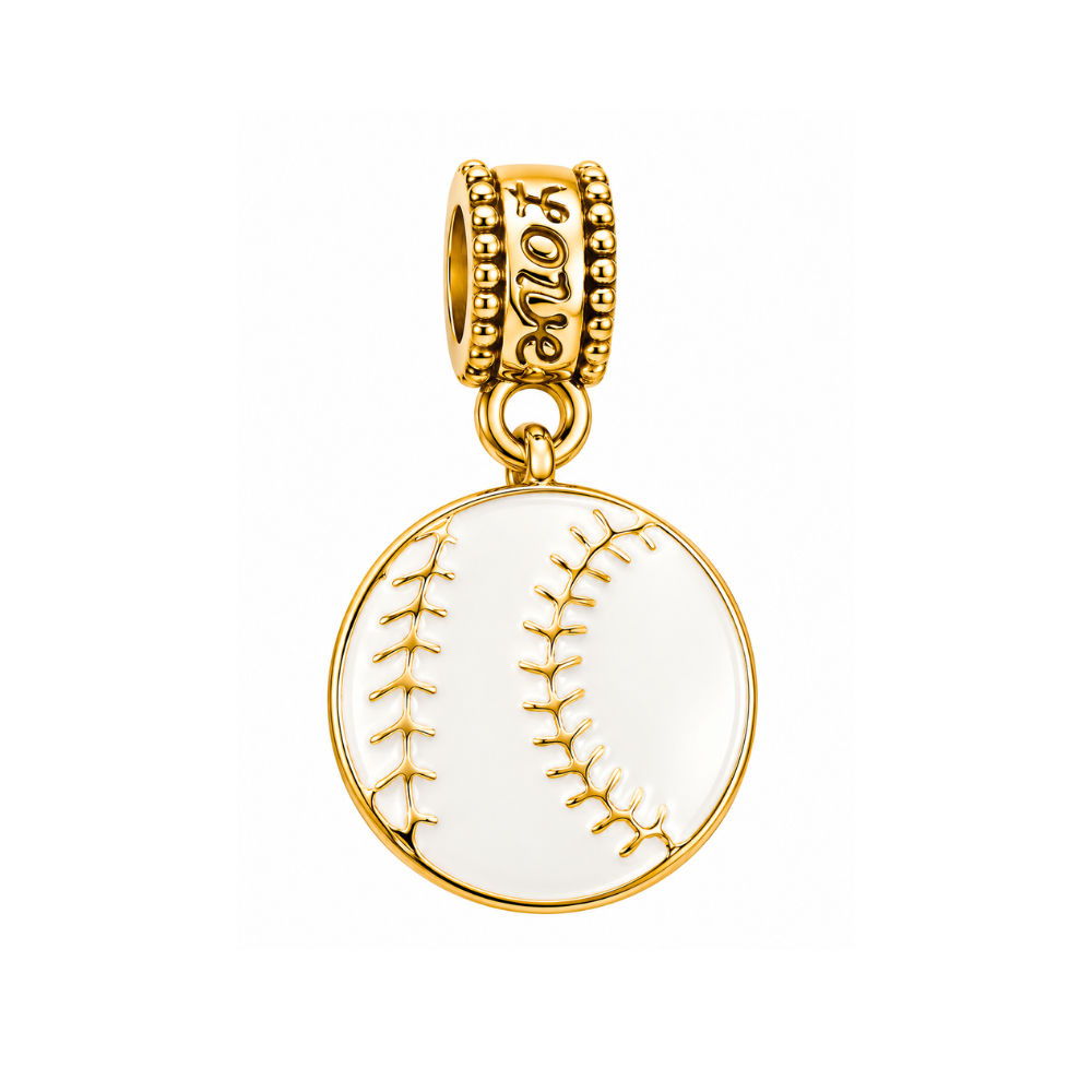 Baseball Charm Bead - Gold