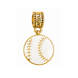 Baseball Charm Bead - Gold