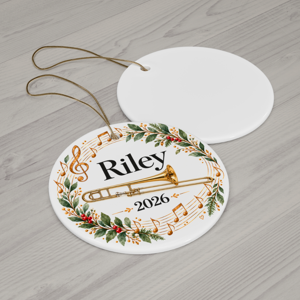 Personalized Trombone Ornament 2026, Trombone Player Christmas Ornament, Custom Name Music Gift
