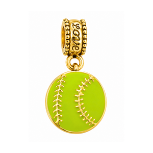Softball Charm Bead - Gold
