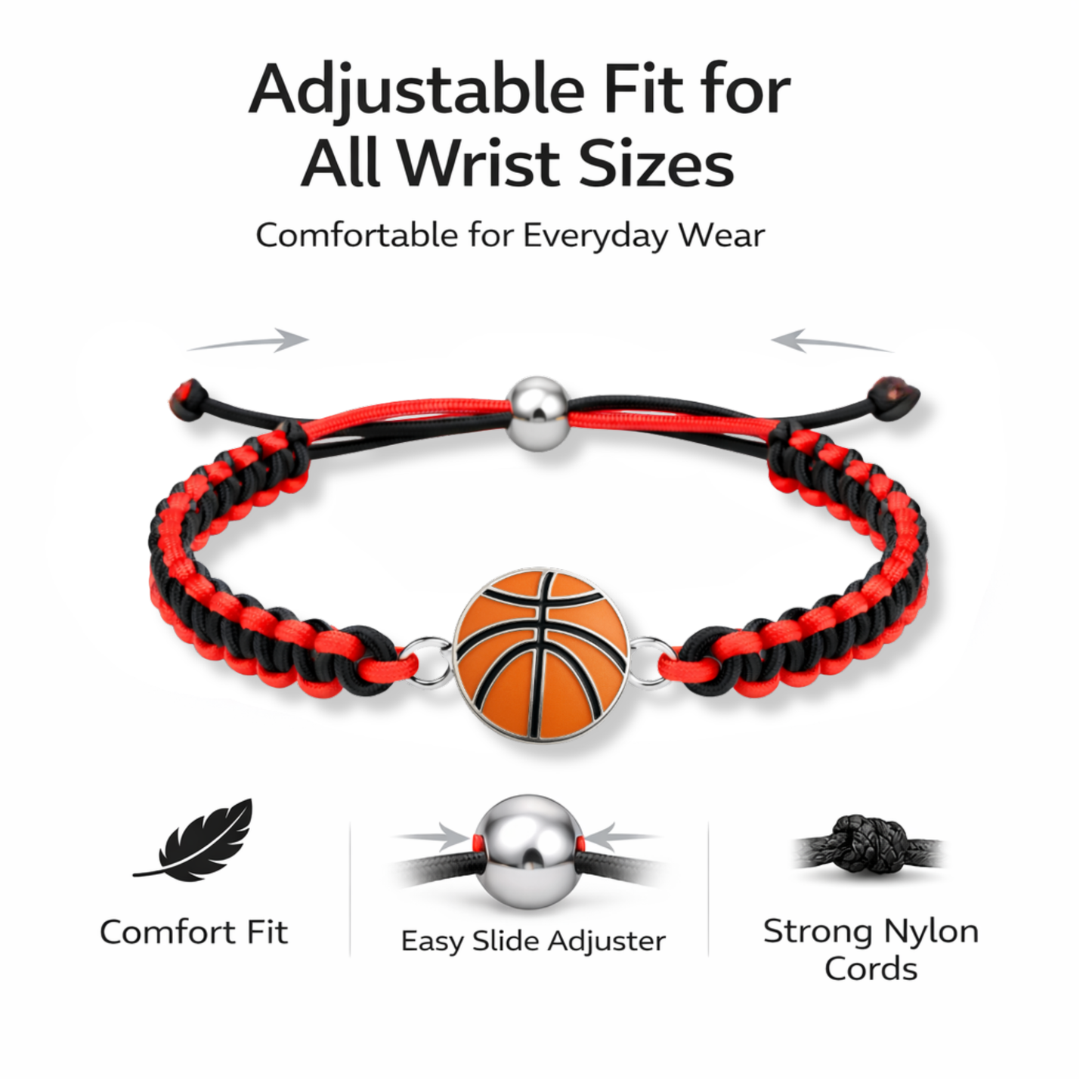 Multi Colored Basketball Rope Bracelet - Pick Color