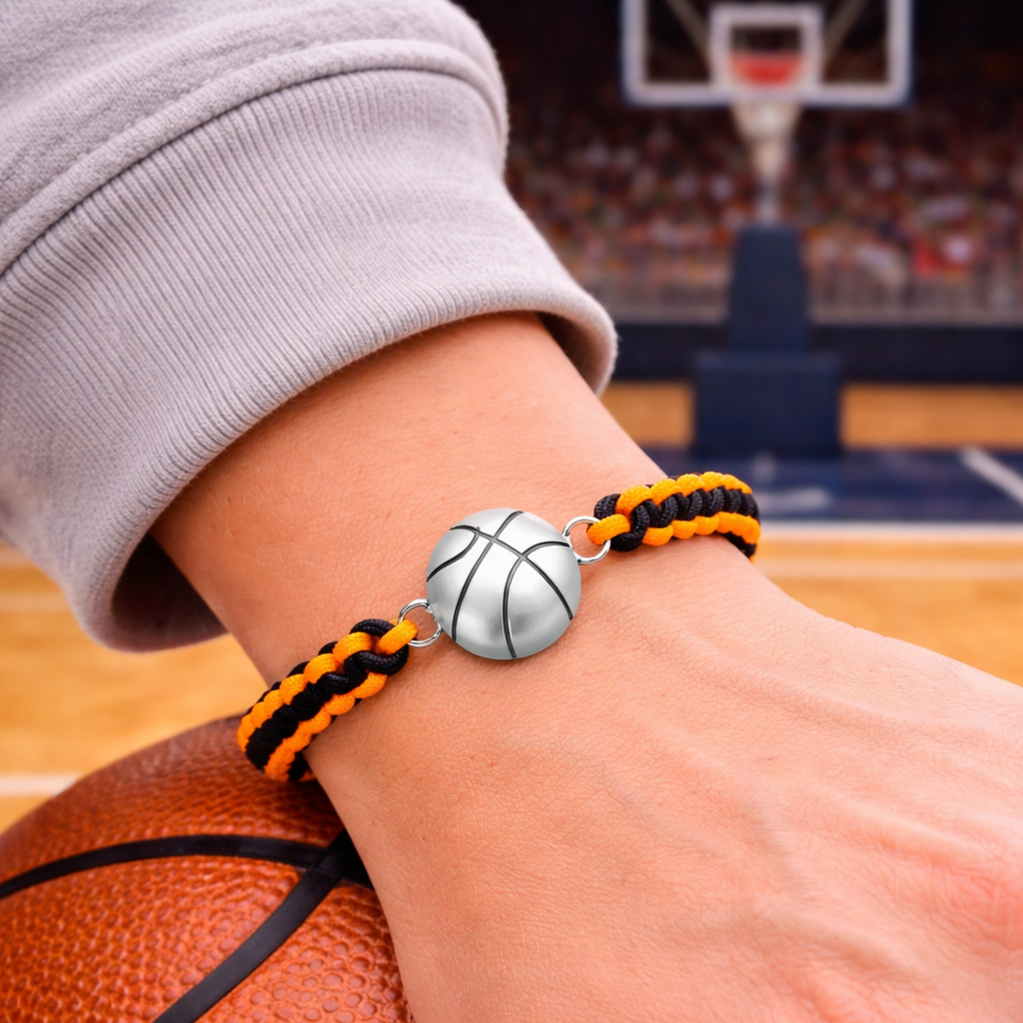 Multi Colored Silver Basketball Rope Bracelet - Pick Color
