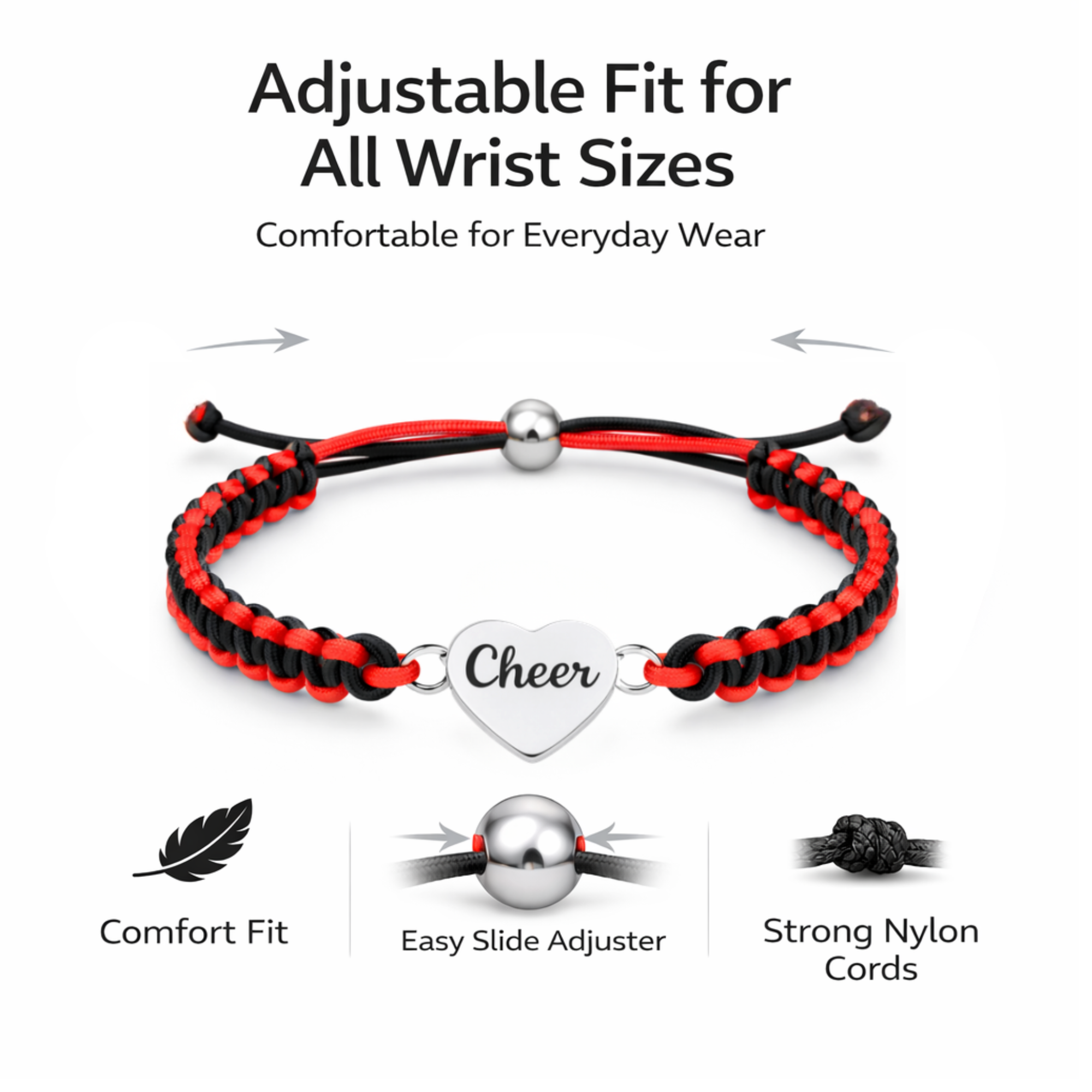 Cheer Multi Colored Rope Bracelet - Pick Colors