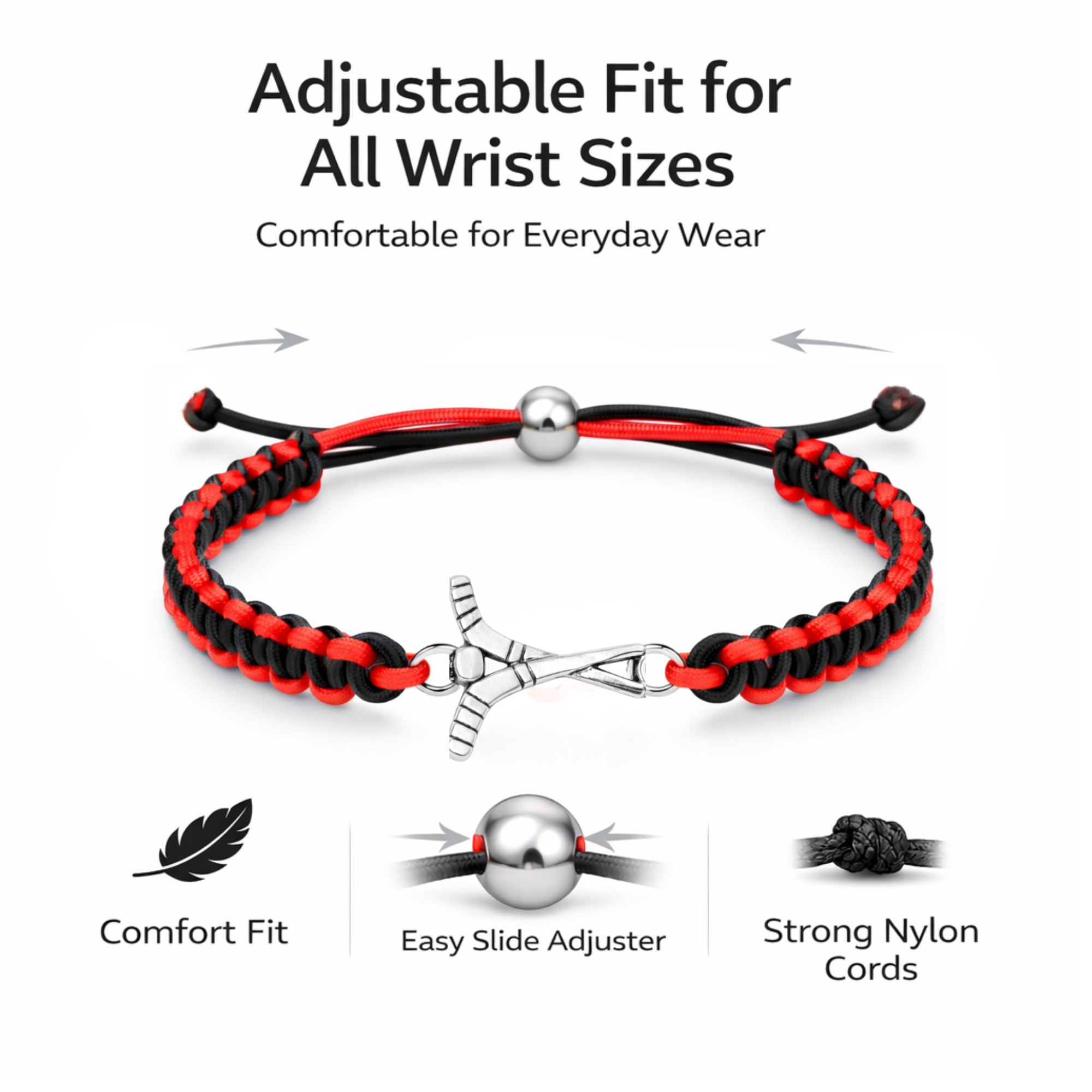 Ice Hockey Multi Colored Rope Bracelet - Pick Colors