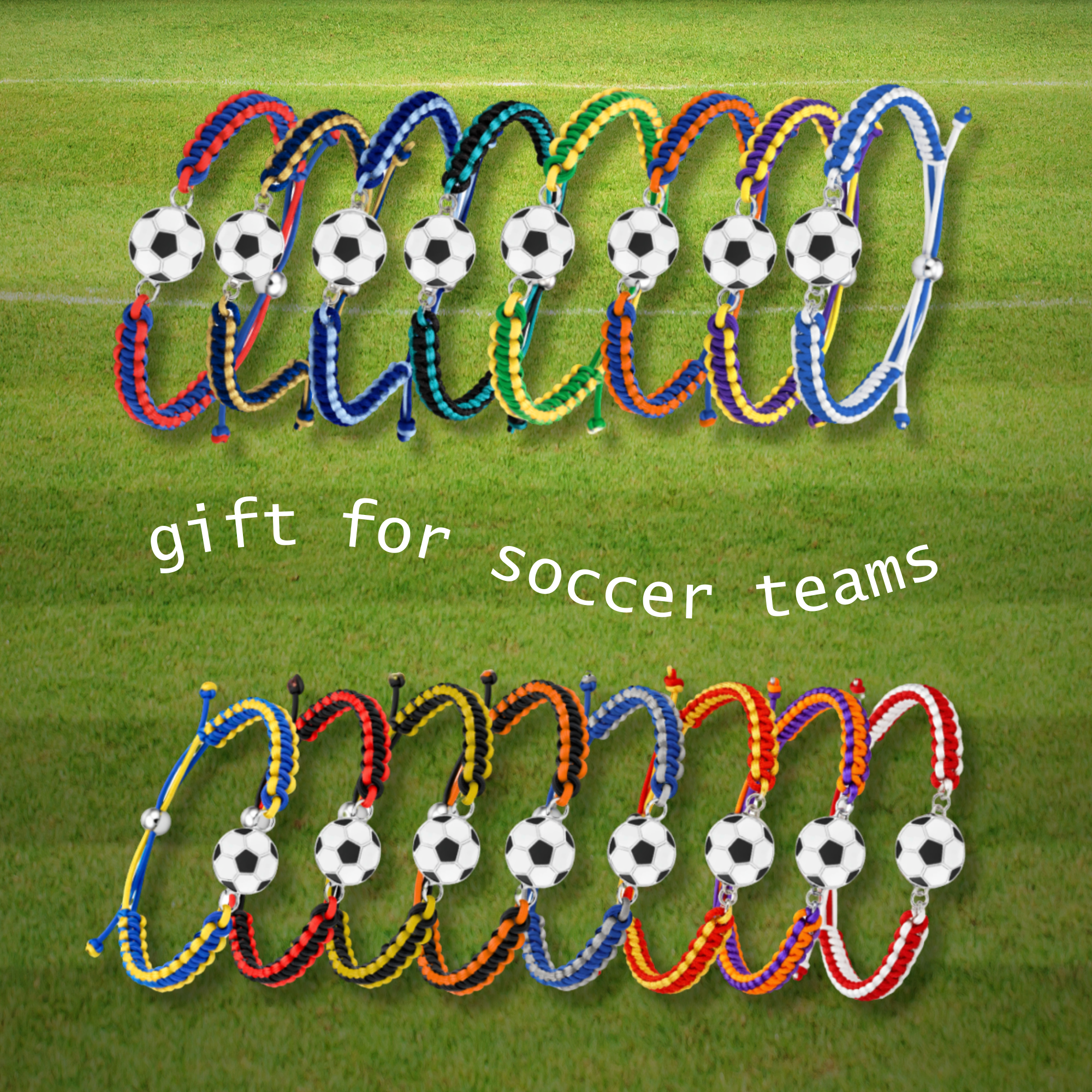 Multi Colored Soccer Bracelet - Pick Colors & Charms