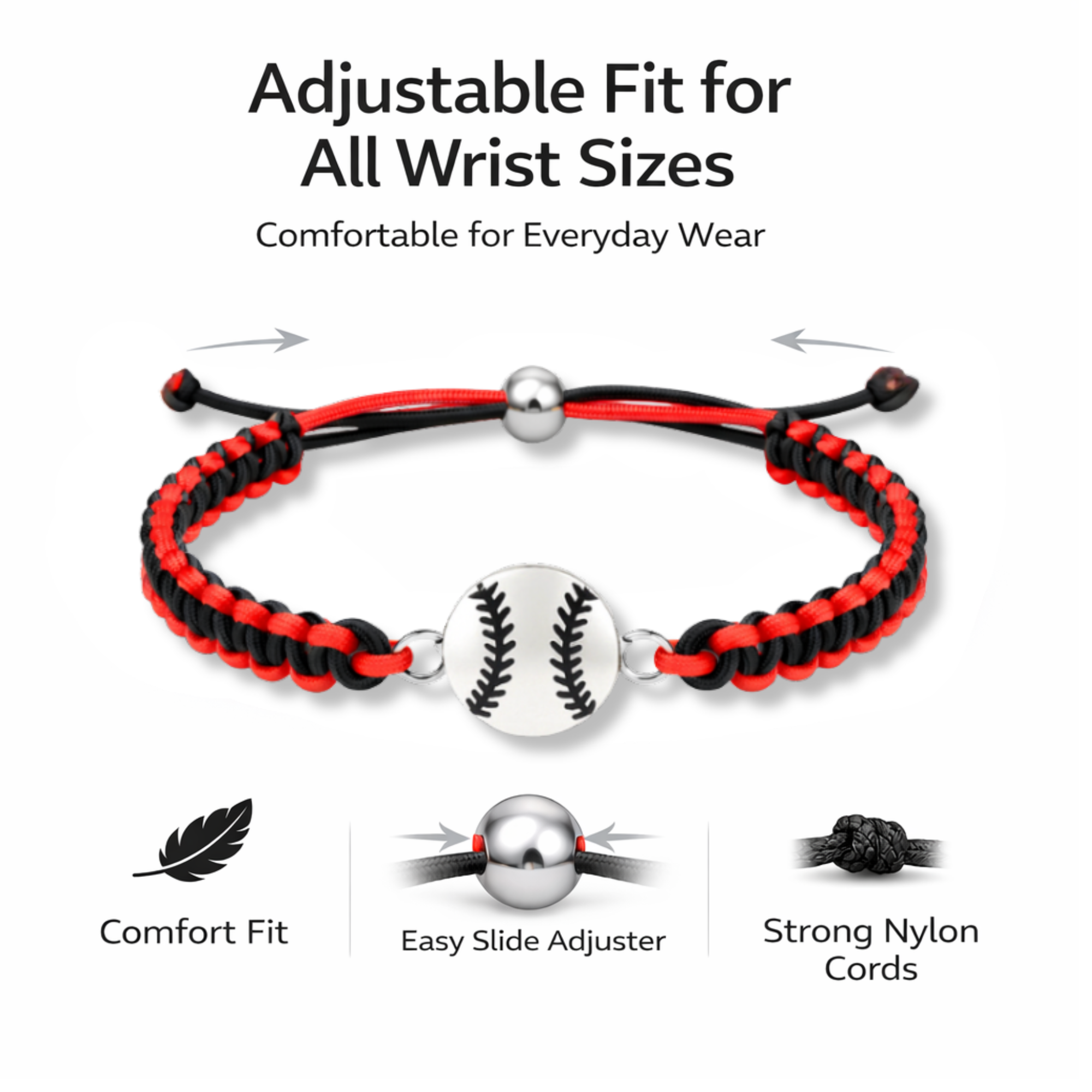 Multi Colored Softball Rope Bracelet - Pick Colors & Charms