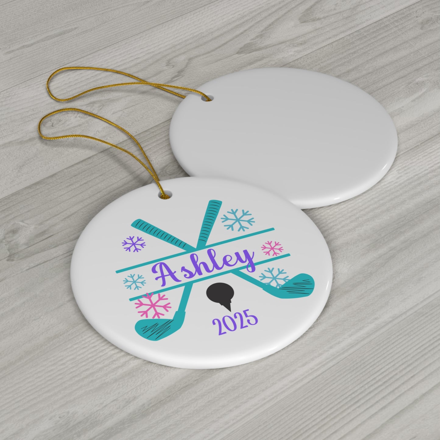 Personalized Christmas Ceramic Golf Ornament