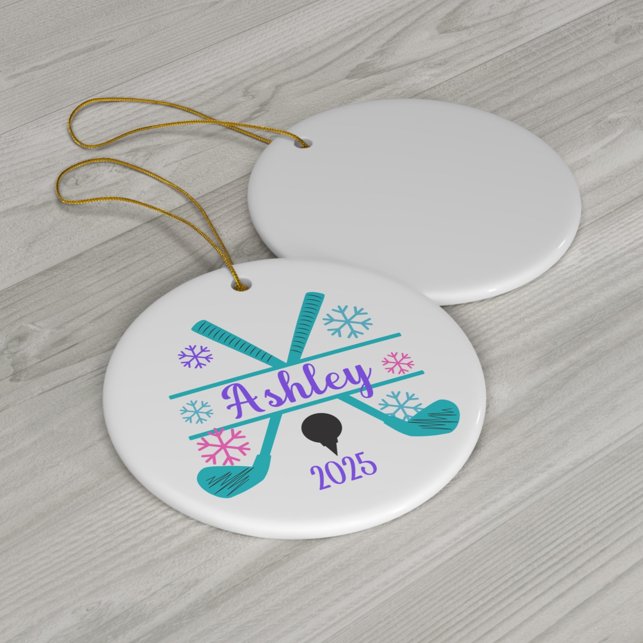 Personalized Christmas Ceramic Golf Ornament