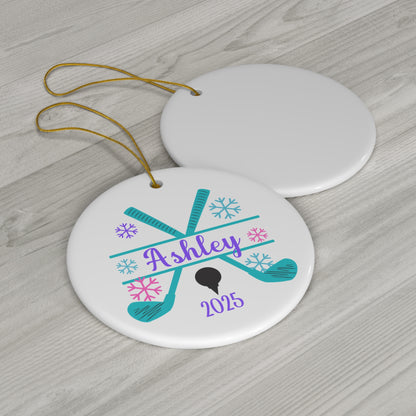 Personalized Christmas Ceramic Golf Ornament