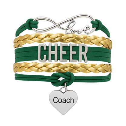 Cheer Coach Infinity Bracelet - Pick Colors & Charms