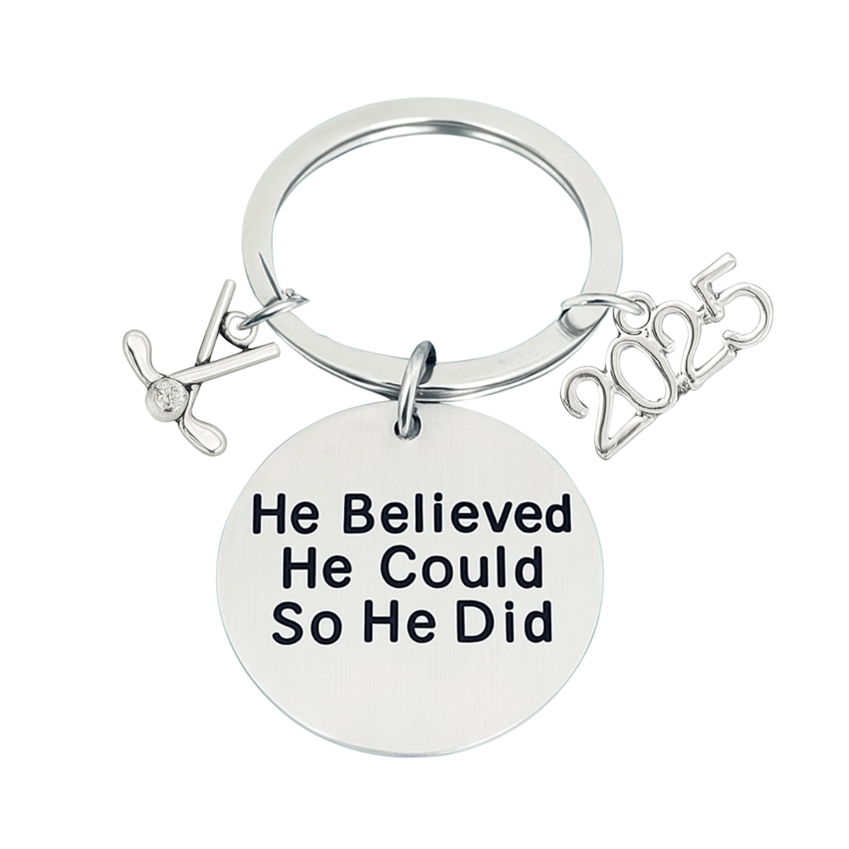 2025 Graduation Keychain- He Believed He Could- Pick Sport