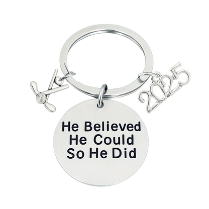 2025 Graduation Keychain- He Believed He Could- Pick Sport