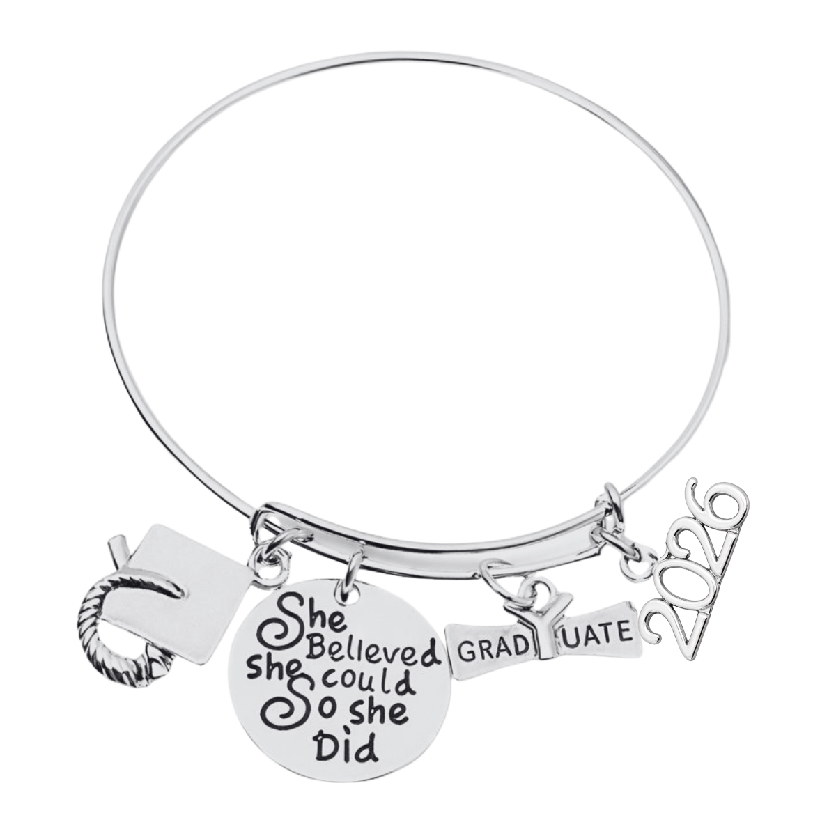 Graduation Bracelet - 2026 She Believed She Could So She Did Bangle