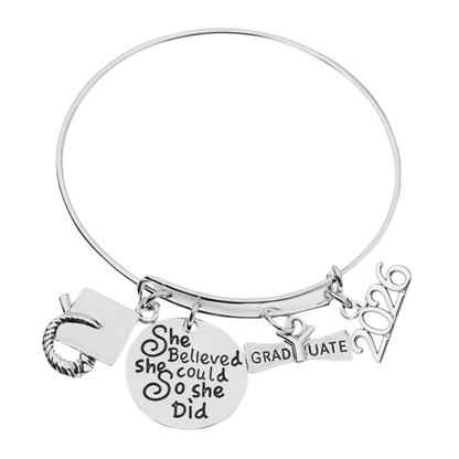 Graduation Bracelet - 2026 She Believed She Could So She Did Bangle