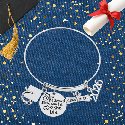 Graduation Bracelet - 2026 She Believed She Could So She Did Bangle