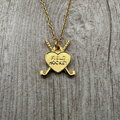 Field Hockey Heart & Sticks Necklace