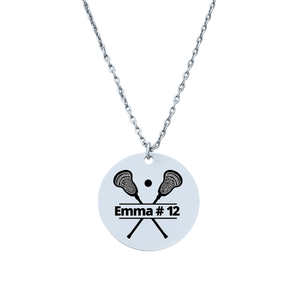 Engraved Lacrosse Charm Necklace