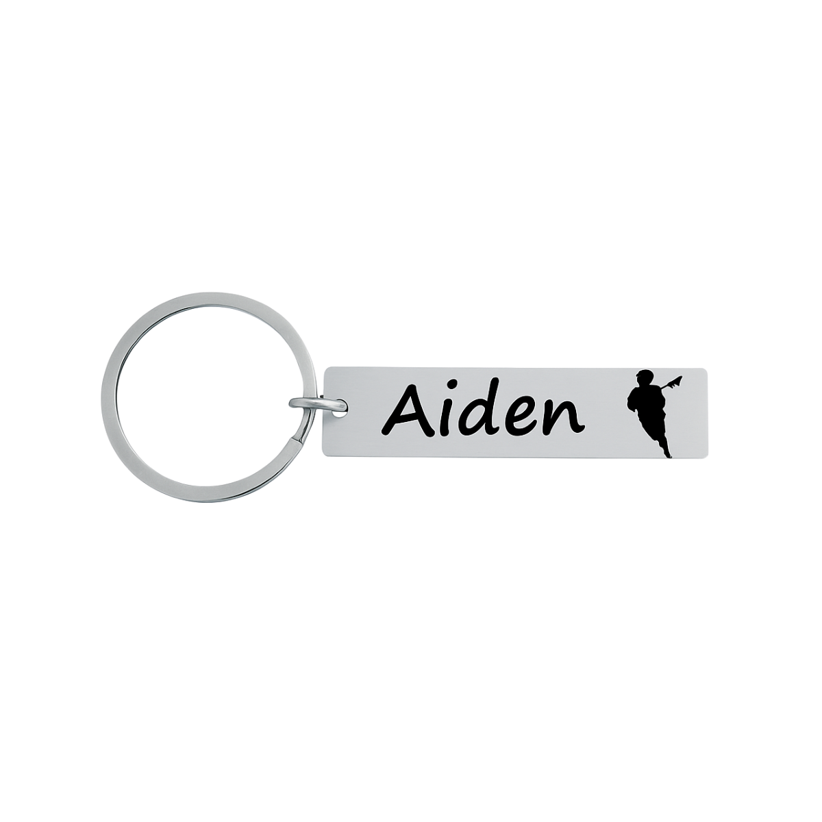 Boys Personalized Engraved Lacrosse Bar Keychain