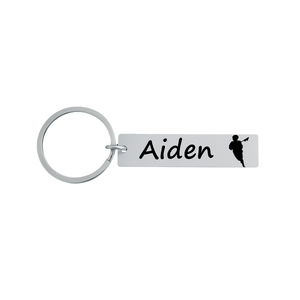 Boys Personalized Engraved Lacrosse Bar Keychain