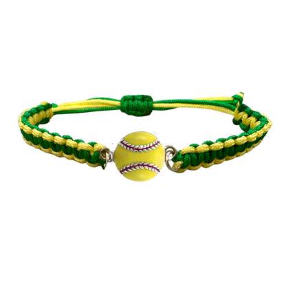 Multi Colored Yellow Softball Rope Bracelet - Pick Colors