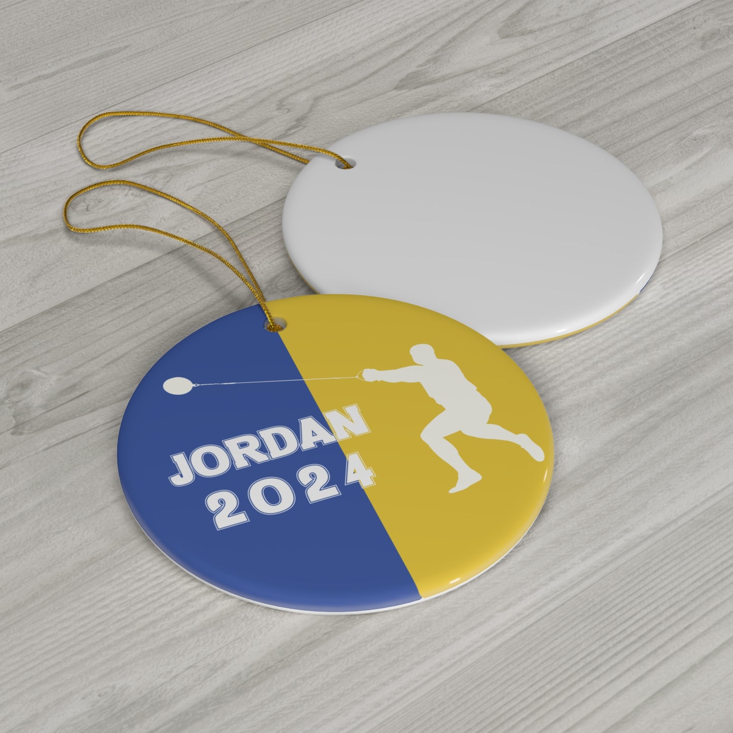 Hammer Throw Ornament, 2024 Personalized Boys Track and Field Christmas Ornament, Ceramic Tree Ornament