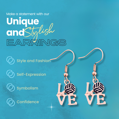 Love Volleyball Rose Gold Earrings