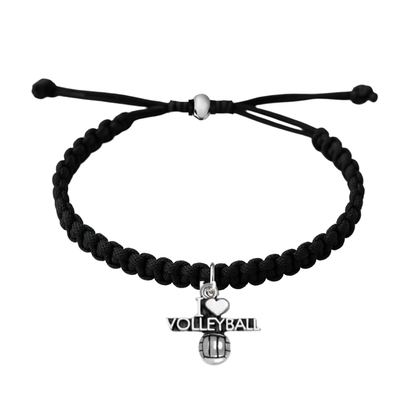 Volleyball Hanging Charm Rope Bracelet- Pick Style