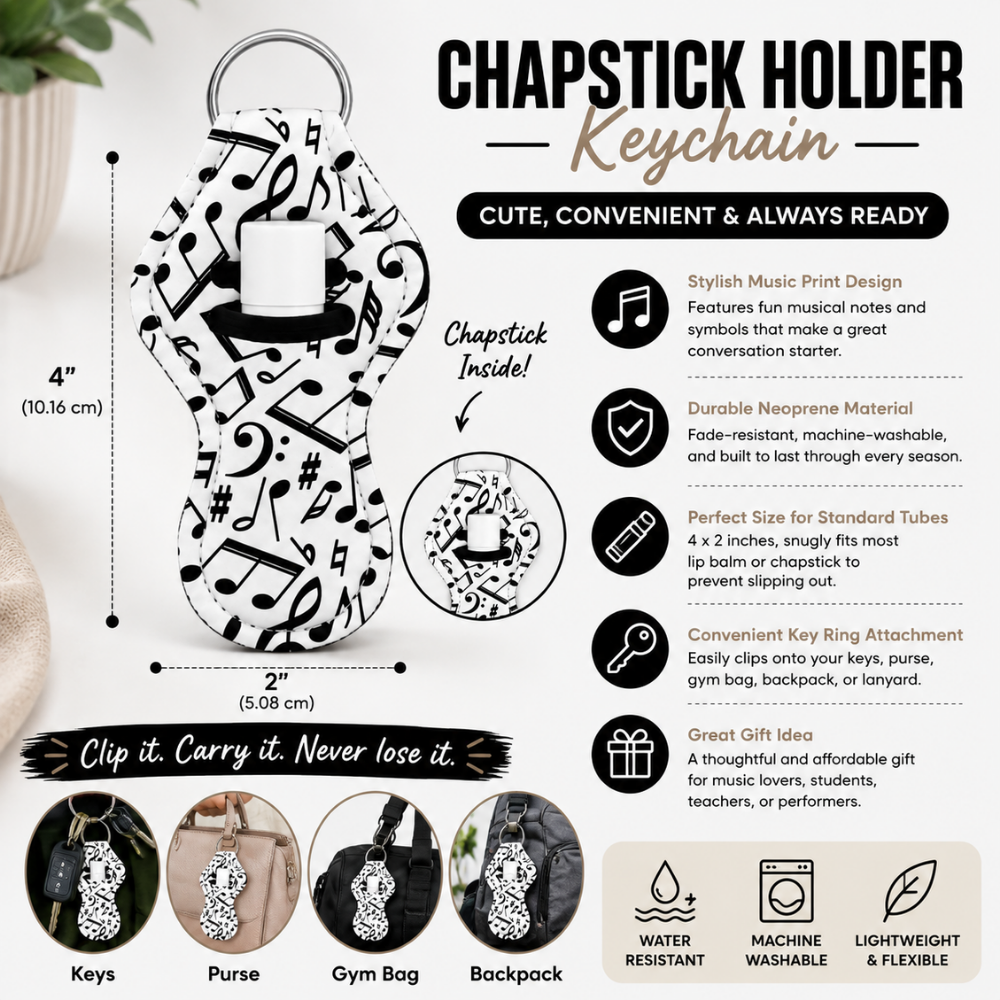 Music Chapstick Holder Keychain