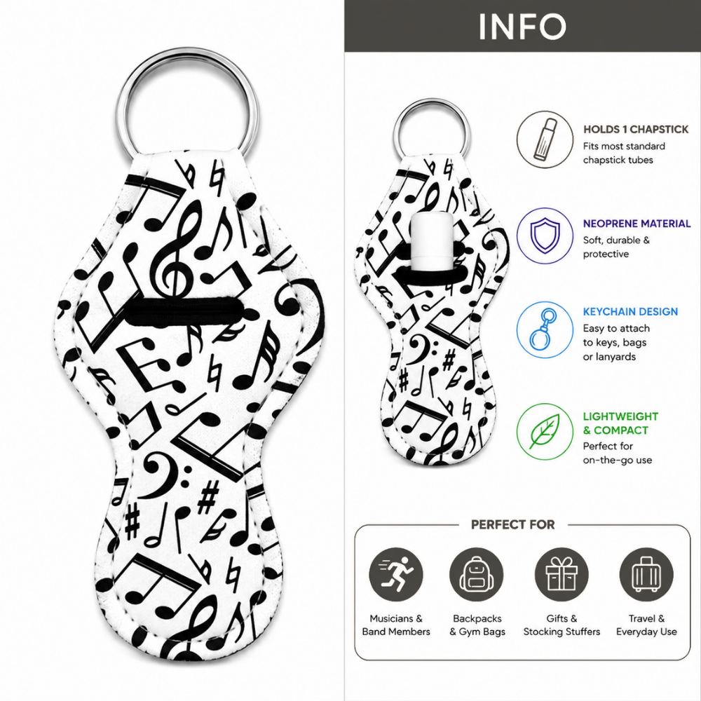Music Chapstick Holder Keychain