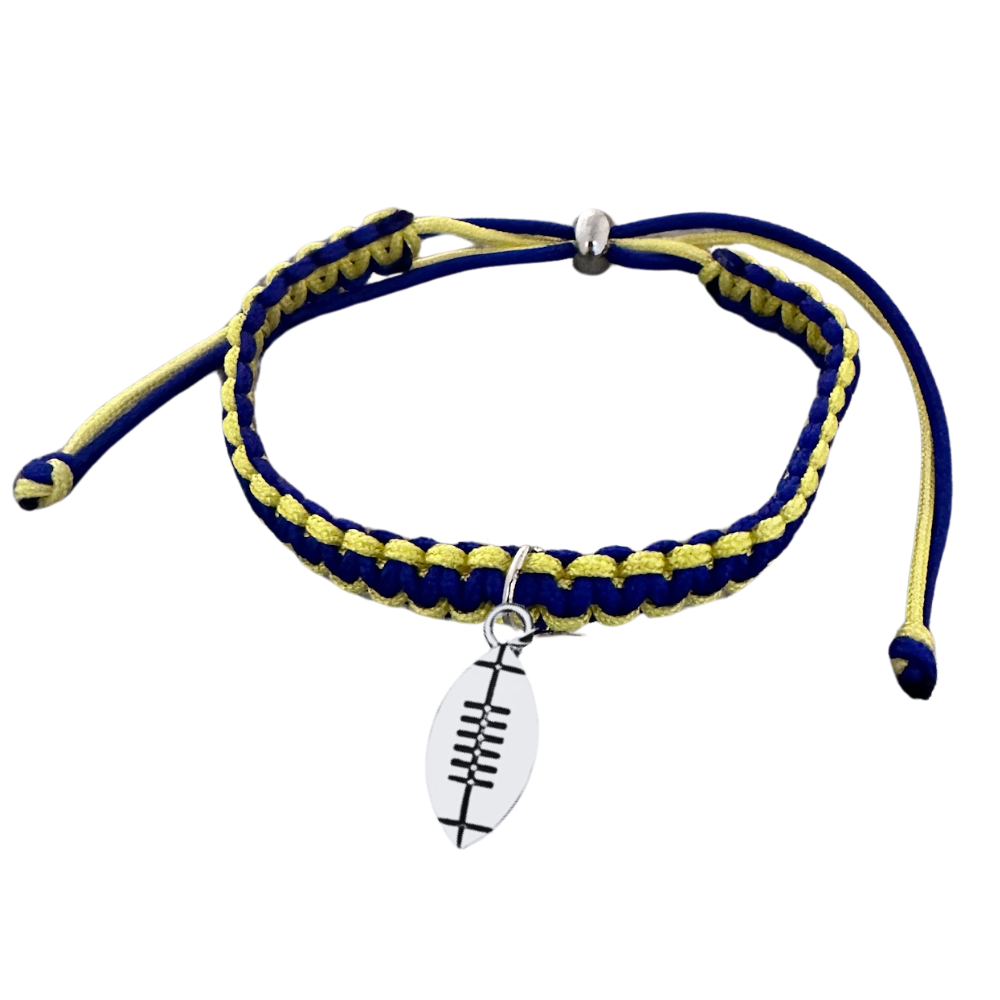 Football Charm Multi Colored Rope Bracelet - Pick Color